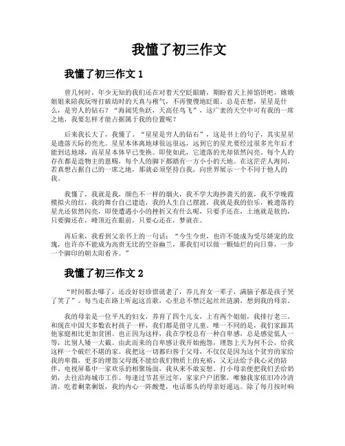 我懂了初三作文