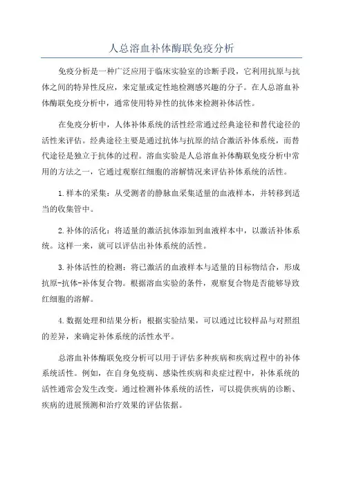 人总溶血补体酶联免疫分析