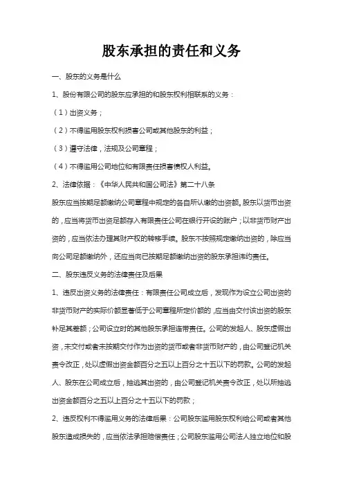 股东承担的责任和义务