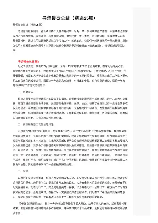 导师带徒总结（精选25篇）