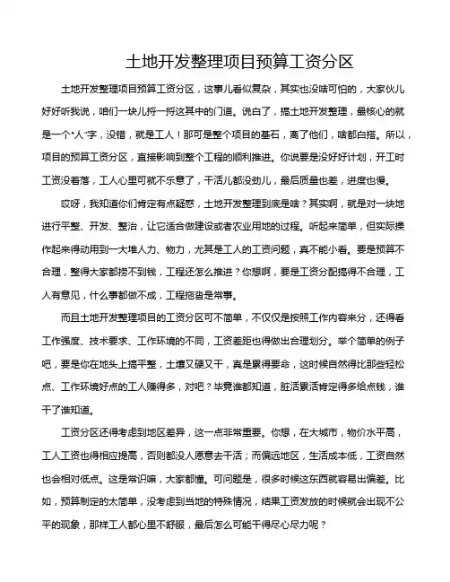 土地开发整理项目预算工资分区