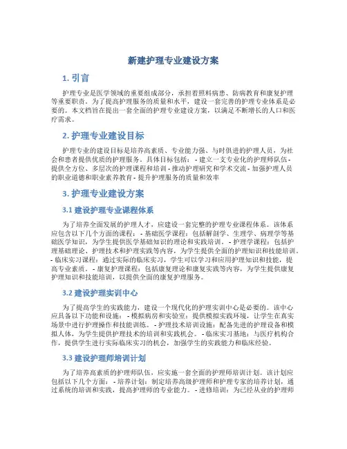 新建护理专业建设方案
