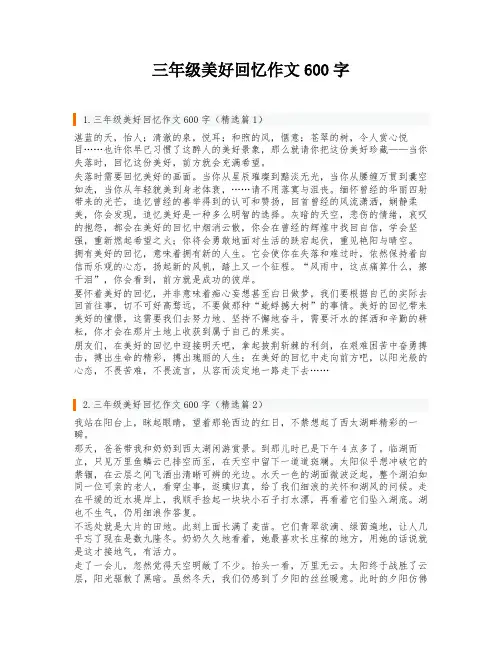 三年级美好回忆作文600字