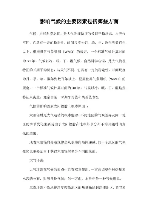 影响气候的主要因素包括哪些方面