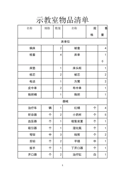 示教室物品清单