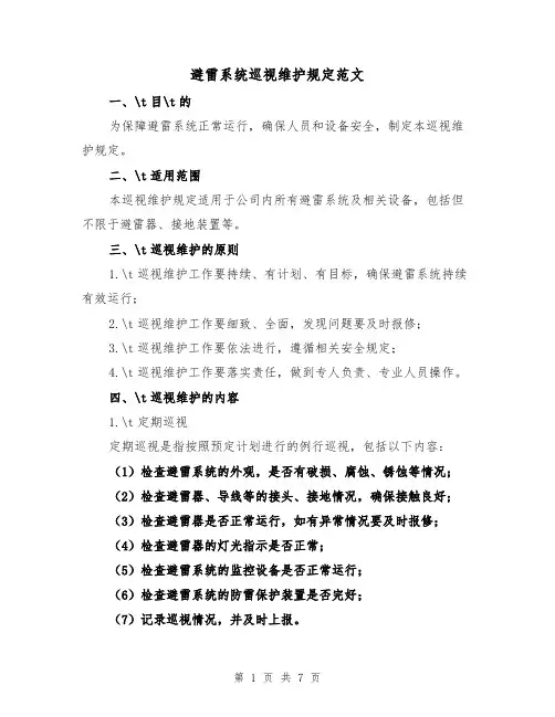避雷系统巡视维护规定范文（三篇）
