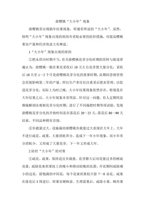 樱桃“大小年”现象出现的原因与对策