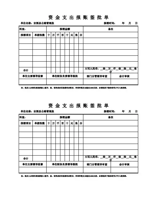 资金支出报账签批单