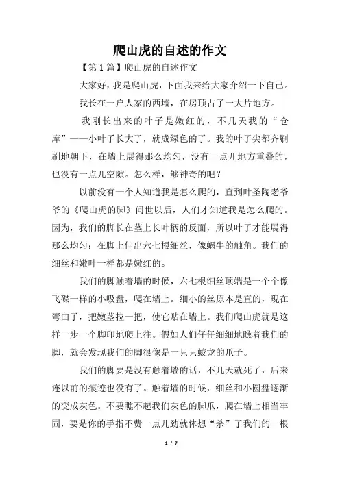 爬山虎的自述的作文