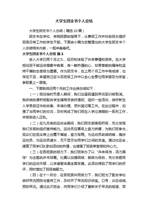大学生团支书个人总结（精选10篇）