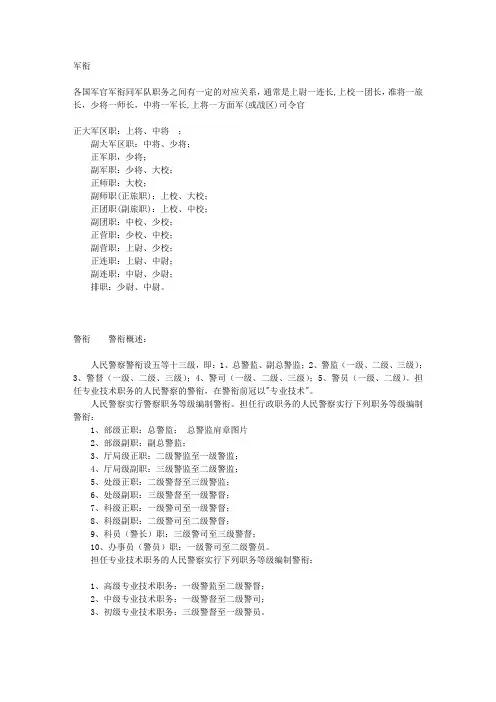 军衔 警衔