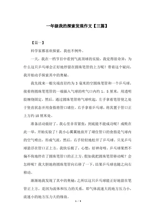 一年级我的探索发现作文【三篇】
