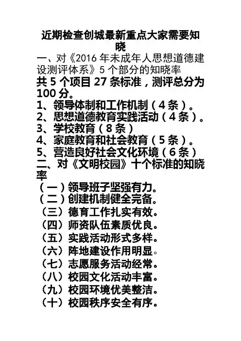 创城应知应会最新重点内容