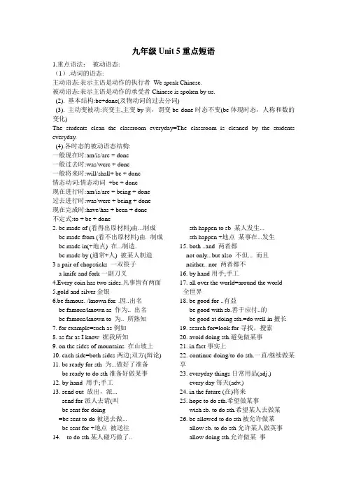 Unit5重点短语人教版九年级英语全册