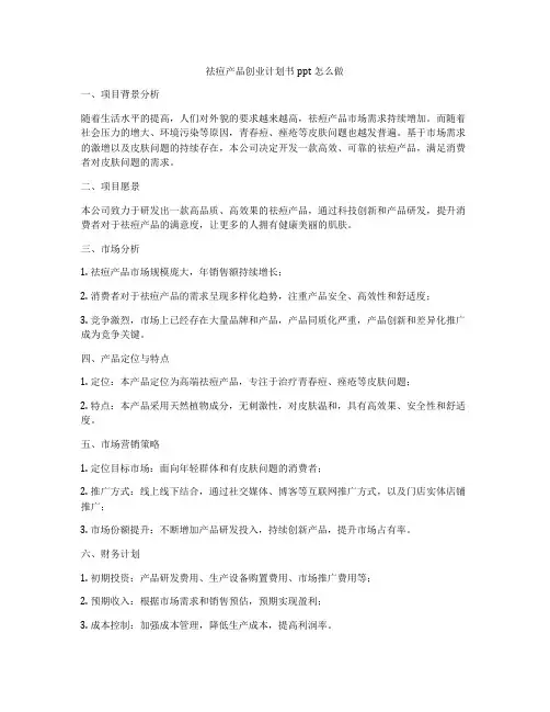 祛痘产品创业计划书ppt怎么做