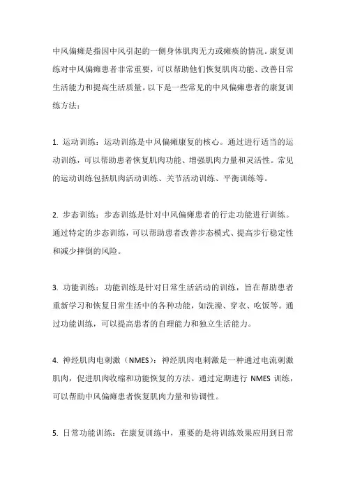 中风偏瘫患者的康复训练