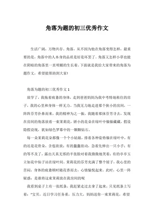 (初三作文)角落为题的初三优秀作文