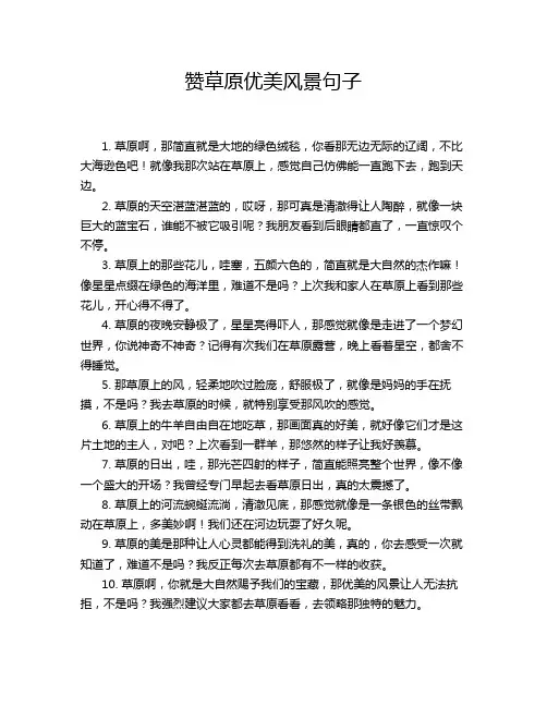 赞草原优美风景句子