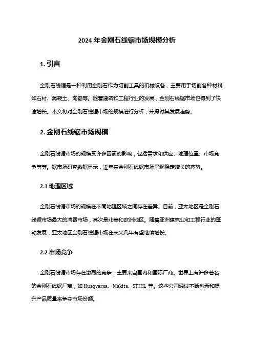 2024年金刚石线锯市场规模分析
