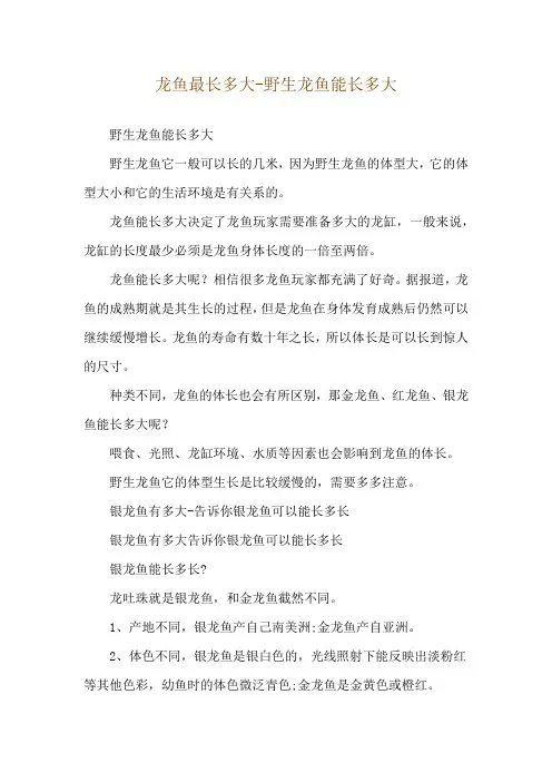 龙鱼最长多大-野生龙鱼能长多大