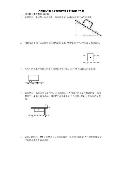 人教版八年级下册物理力学作图专项训练有答案