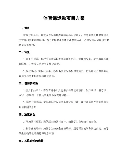体育课运动项目方案