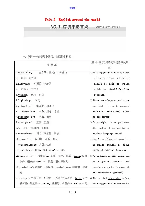 高三英语一轮复习 Unit 2 English around the world教师用书 新人教版必