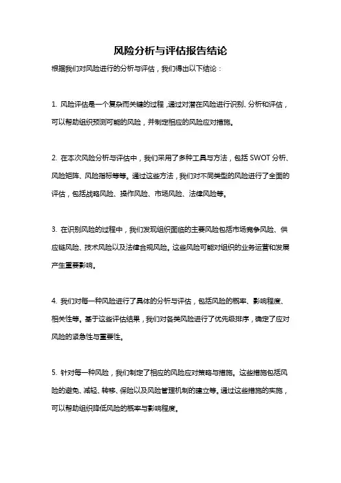 风险分析与评估报告结论