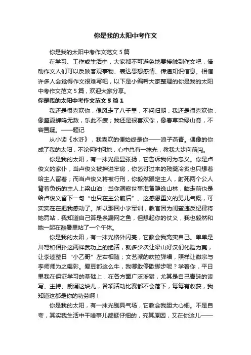你是我的太阳中考作文范文5篇