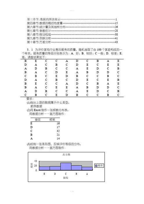 统计学课后答案(贾俊平版)人大出版