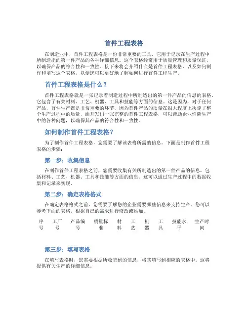 首件工程表格