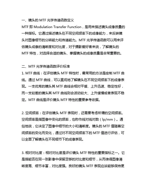 镜头的mtf光学传递函数定义和评价标准