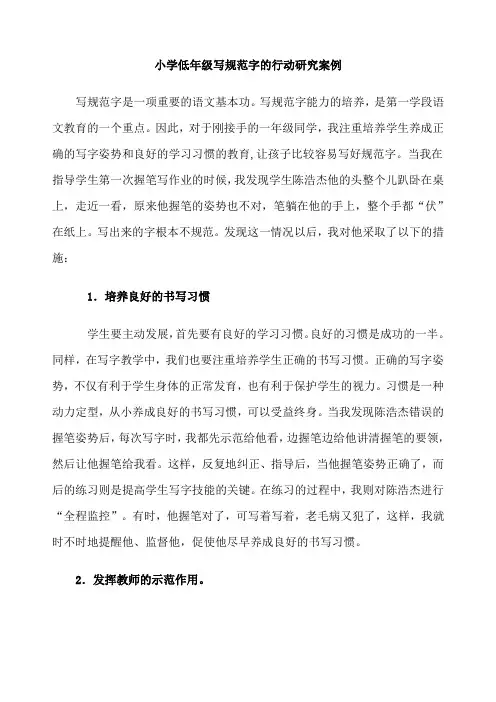 小学低年级写规范字的行动研究案例