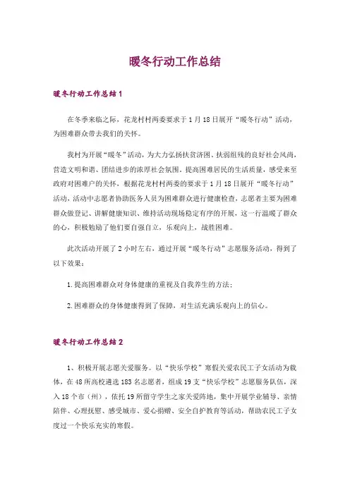 暖冬行动工作总结