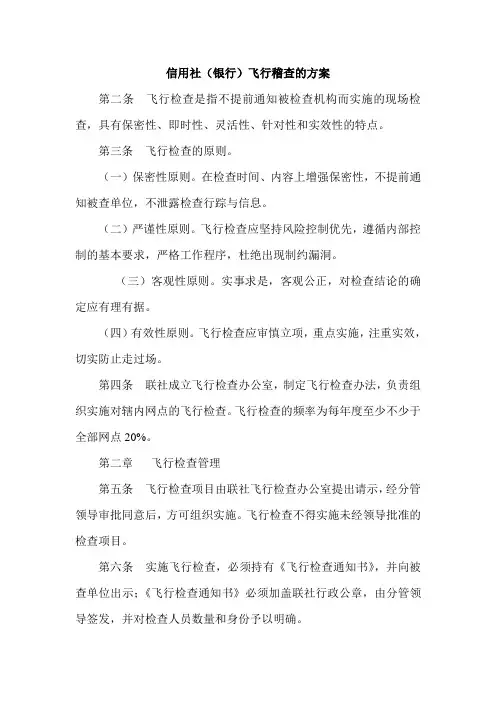 信用社(银行)飞行稽查的方案