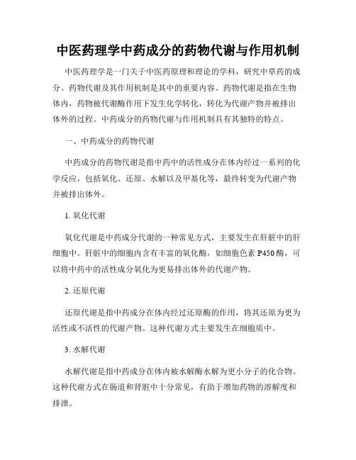 中医药理学中药成分的药物代谢与作用机制