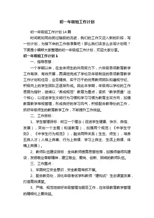 初一年级组工作计划14篇