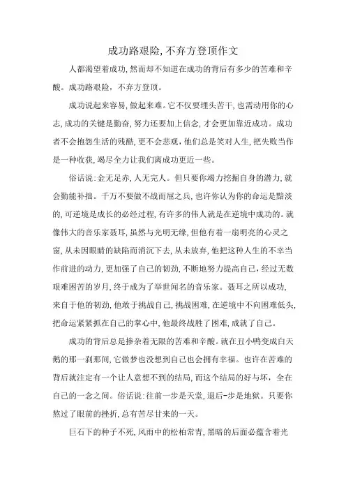 成功路艰险,不弃方登顶作文