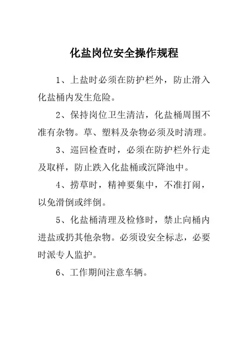 盐水各岗位安全操作规程