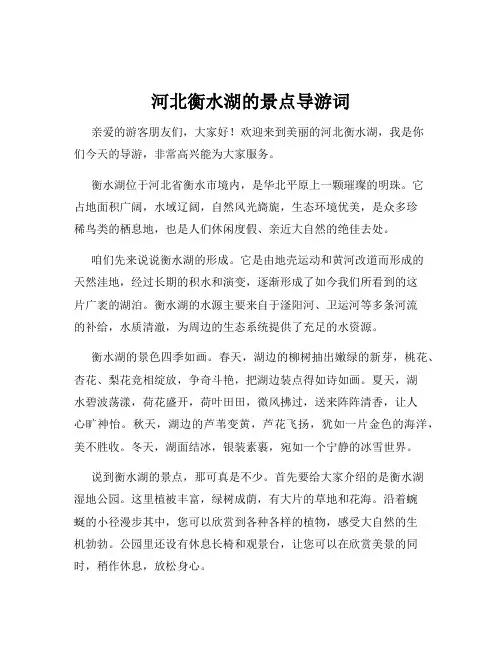 河北衡水湖的景点导游词