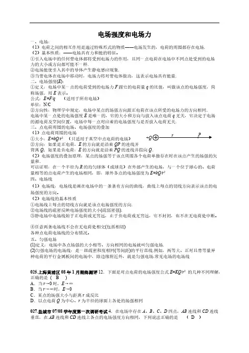 电场强度和电场力