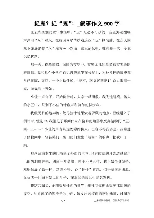 捉鬼？捉“鬼”!_叙事作文900字