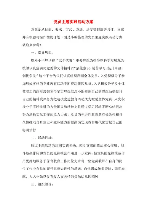 党员主题实践活动方案