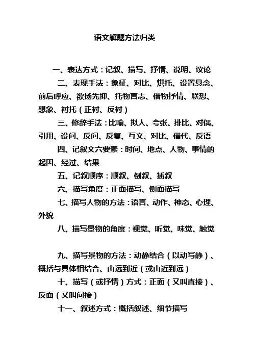 语文各类文体阅读技巧总结