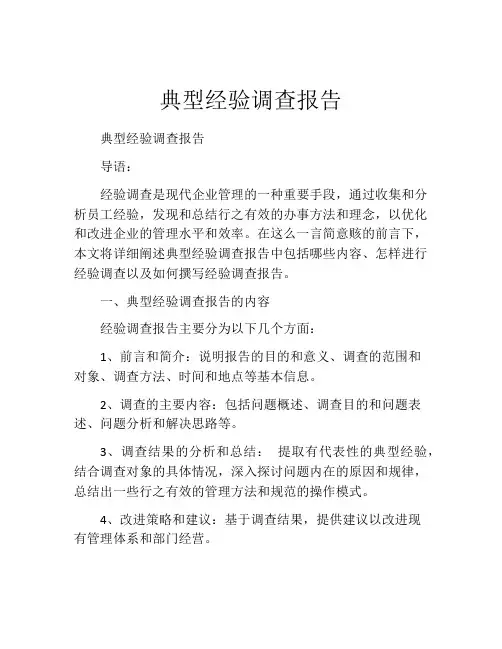 典型经验调查报告