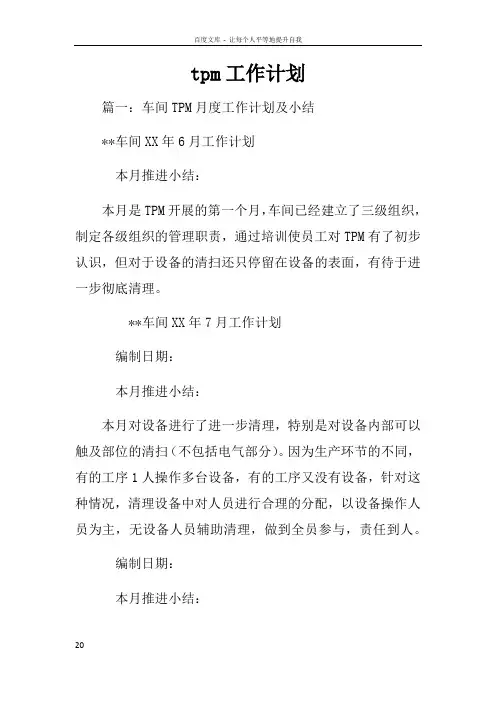 tpm工作计划
