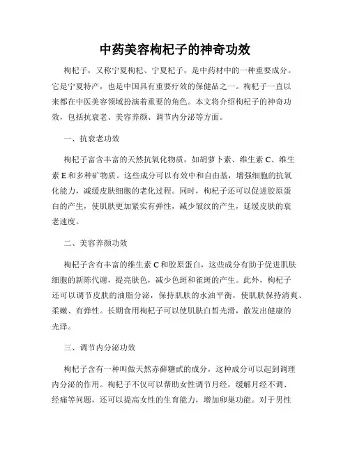 中药美容枸杞子的神奇功效