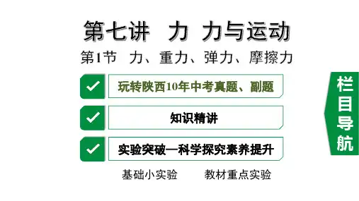 2020届陕西省中考物理新素养突破大一轮复习1节  力、重力、弹力、摩擦力