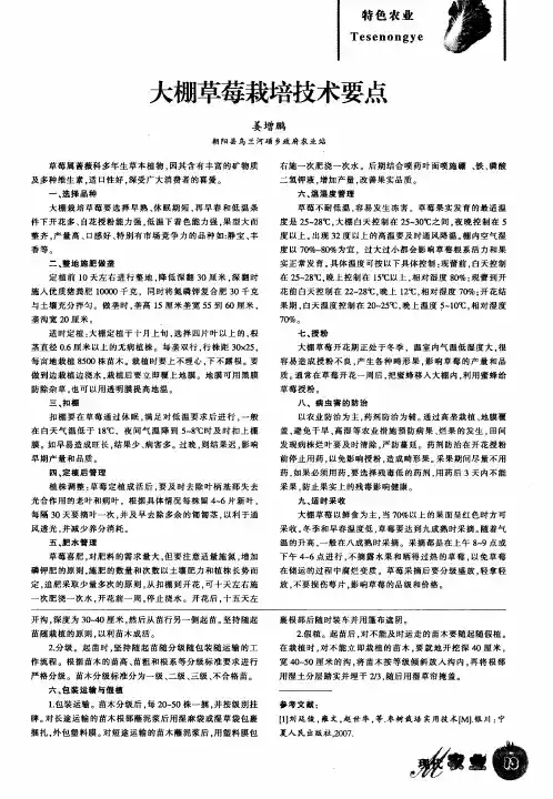 大棚草莓栽培技术要点