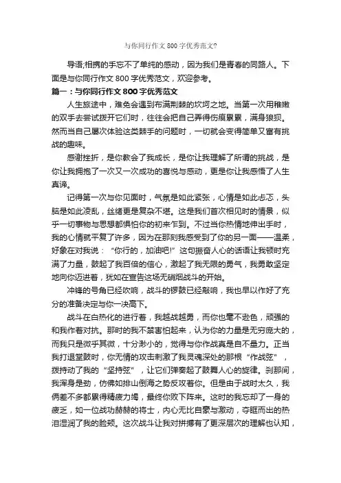 与你同行作文800字优秀范文？